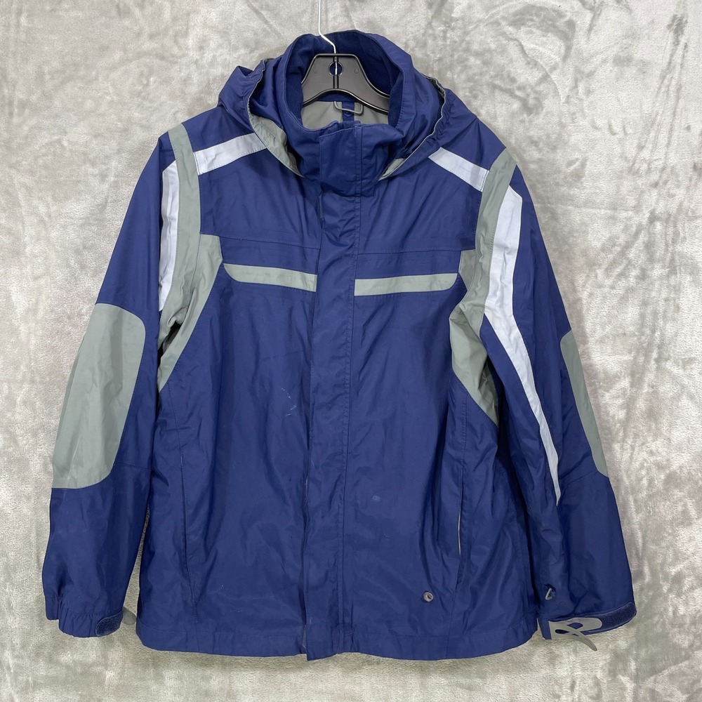 Lands' End Boys Ski Snow Jacket Size Large 14-16 Blue Hooded Nylon Softshell